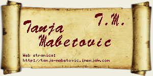 Tanja Mabetović vizit kartica